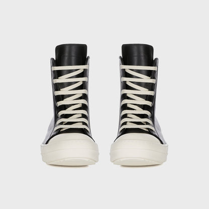 Rick Owens Leather Sneakers Scarpe in Pelle - Black / Milk / Milk