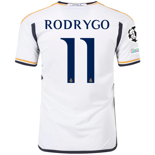 adidas Real Madrid Rodrygo Home Jersey w/ Champions League + Club World Cup Patc