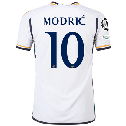 adidas Real Madrid Authentic Luka Modric Home Jersey w/ Champions League + Club